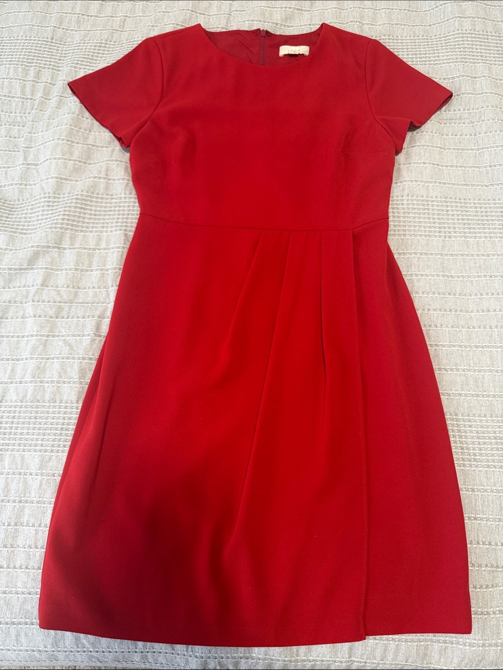 NWOT LOFT Red Short-Sleeve Pleated Waist Dress